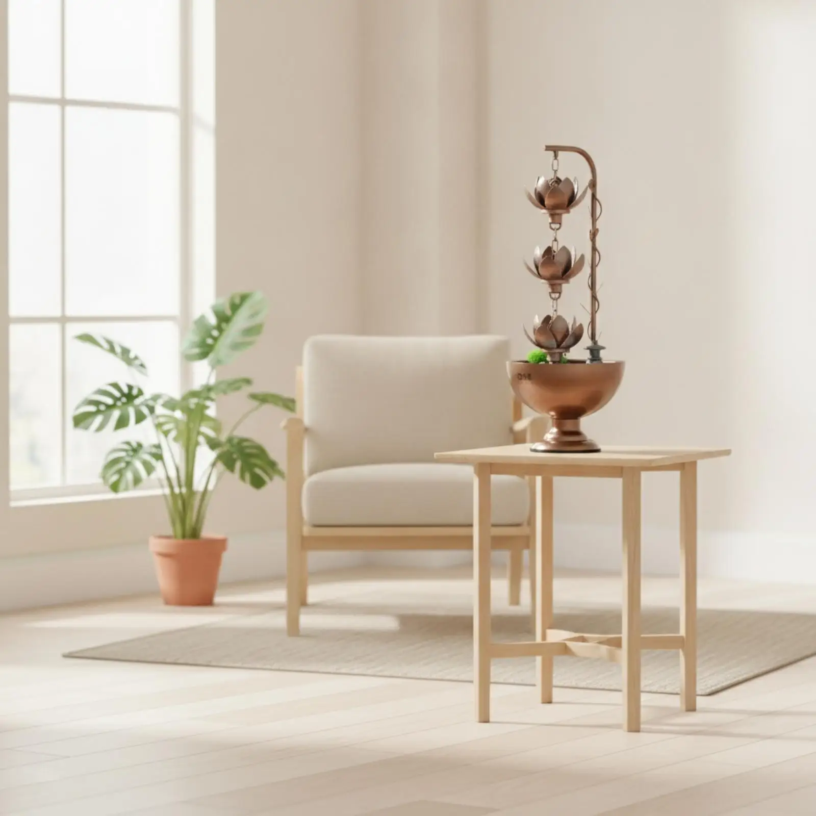 Water Feature with Tiers 3 Tiers Tabletop Fountain Metal for Living Room,