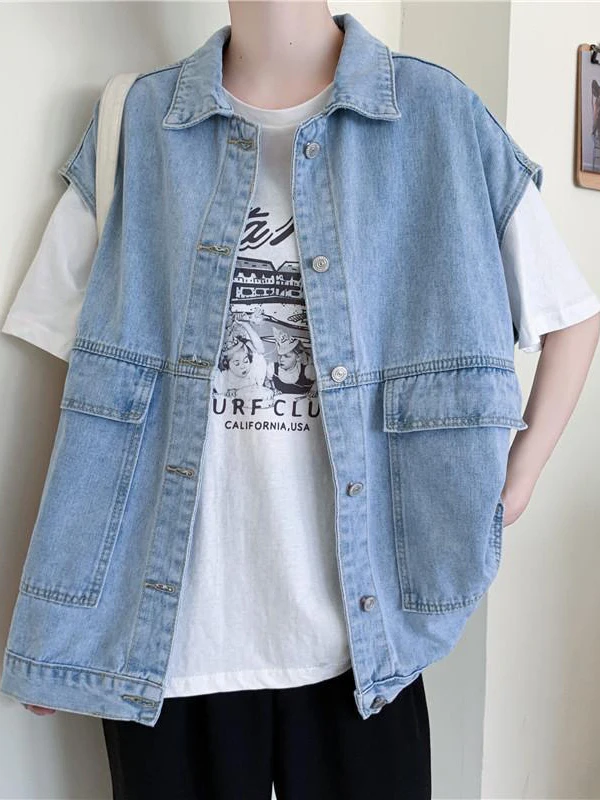 Chaleco Vaquero para Mujer, Primavera-Otoño 2026, Nuevo Estilo, Prenda Exterior Holgada, con Hombreras, Chaqueta con un Solo ...