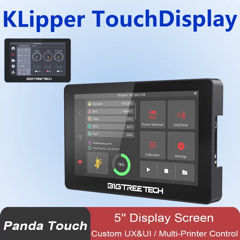 

Panda Touch Screen 5'' Display for Bambu Lab X1 P1 Plug&Play Custom UX&UI Multi-Printer Wireless Control 3D Printer New