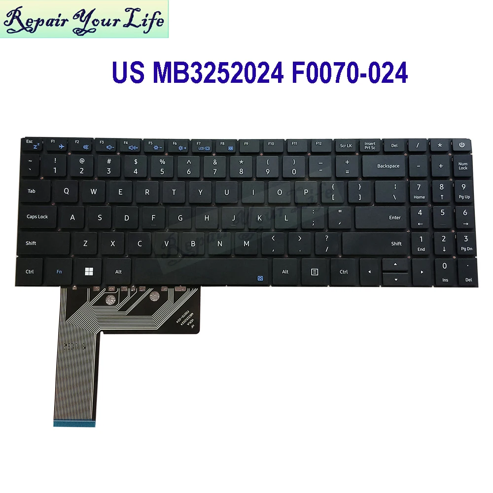 RU US Russian English Keyboard MB3252024 F0070-024 MB3252033 F0070-033 RUS USA Laptop Keyboards Without Backlight Black Keycaps