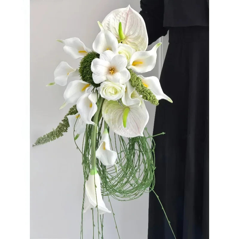 Qixi Festival Korean bride bouquet tulip calla lily white rose wedding engagement certificate photo props bouquet