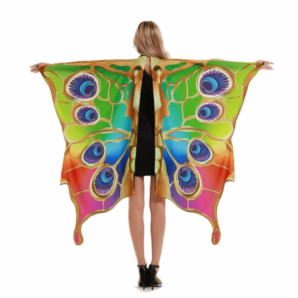 Colorful Butterfly Wings Costume Fancy Dress Dress Up Fairy Shawl Elegant Comfortable To Wear Butterfly Cape Cosplay