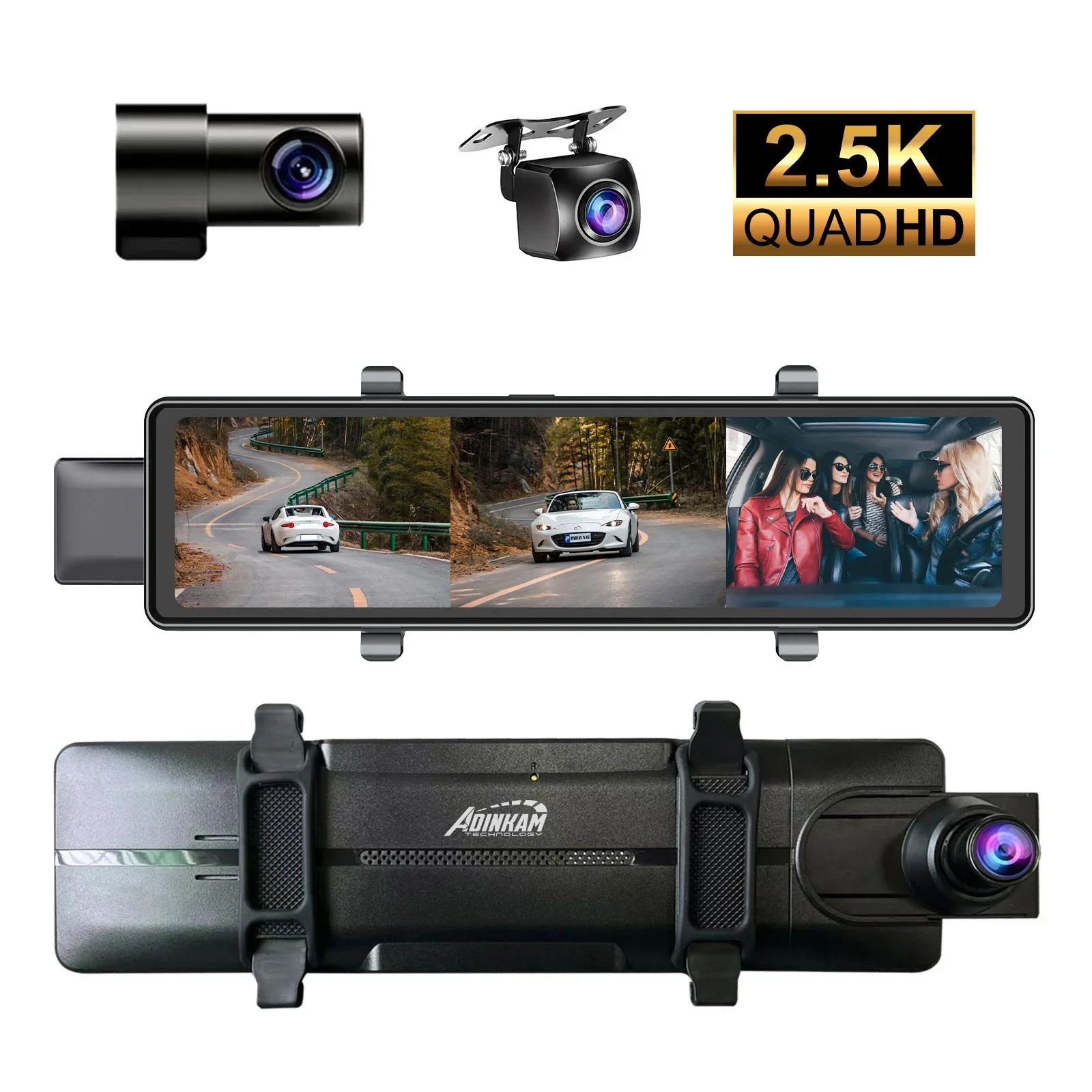 2026 ADINKAM Mirror Dash Cam Car Screen 11.26 Inch 4k Bt Wireless Carplay Touch Screen Android Auto Rearview Reversing Aid Ampli