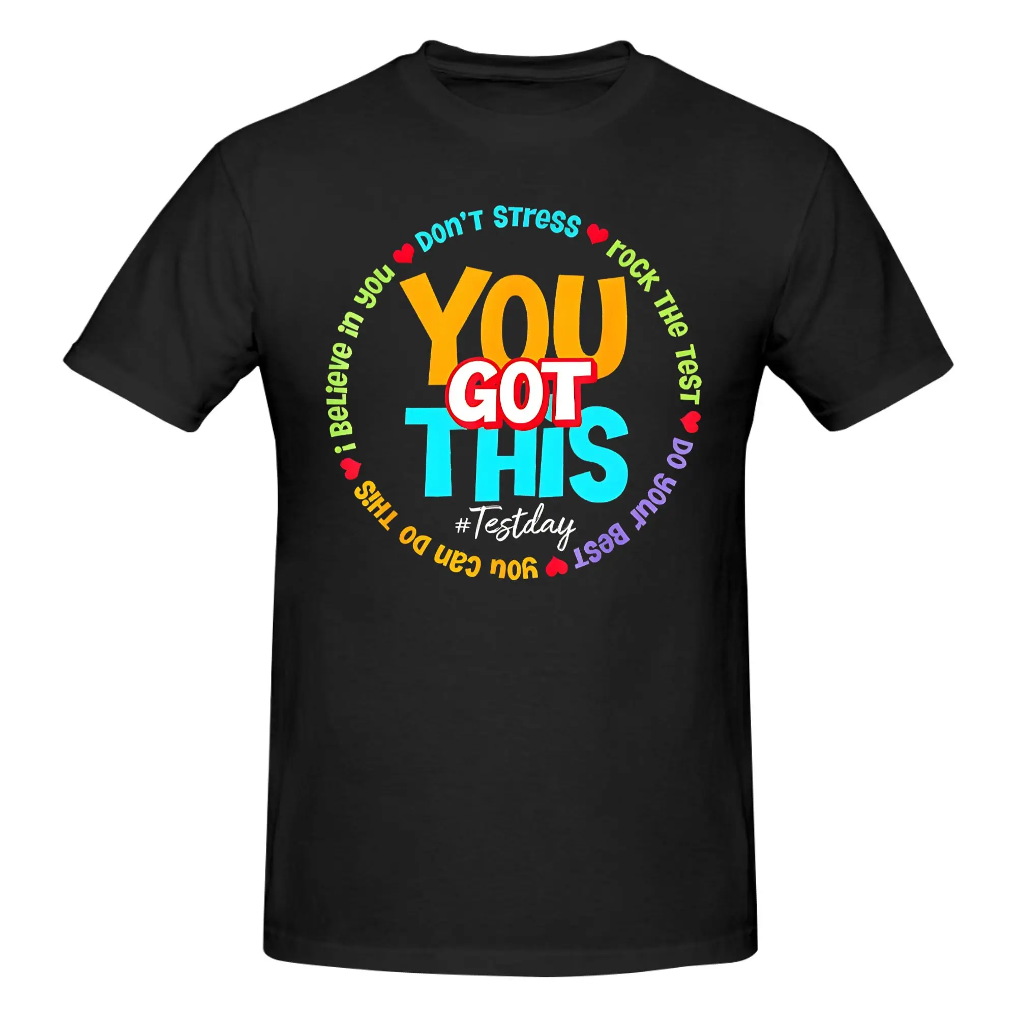 1 Piece Test Day Rock The Test Testing Day You Got This Funny Graphic 100% Cotton T-Shirt Positive Vibes Tees Tops For Men