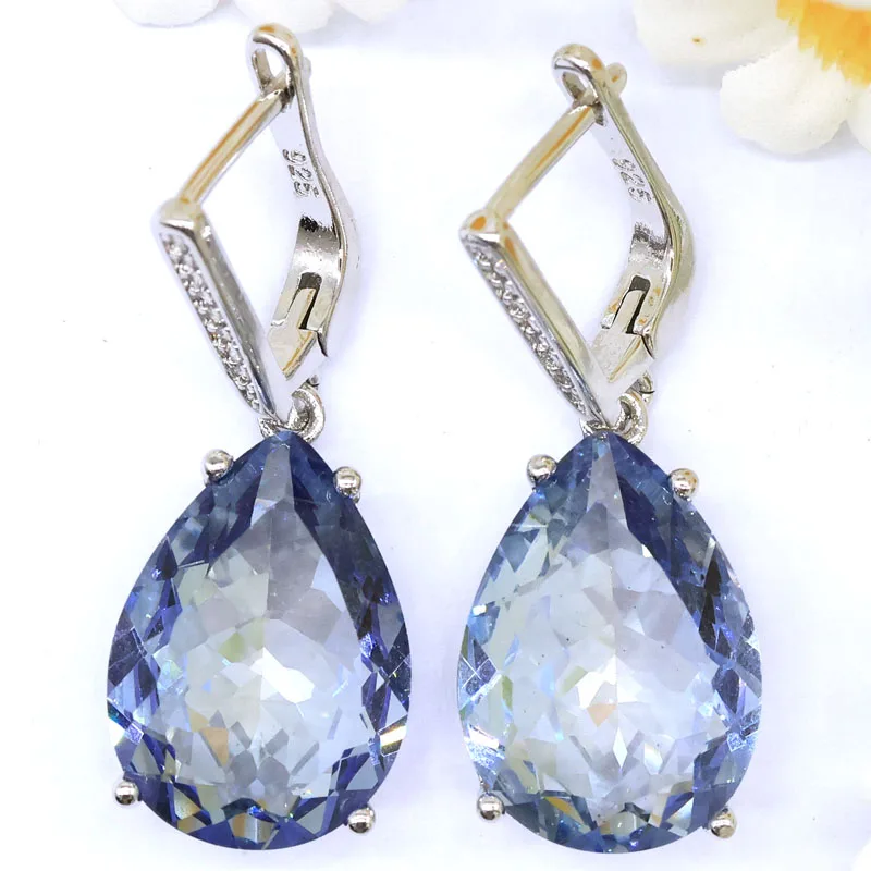 

Buy 5 Get 1 Free Highly Recommend Fire Rainbow Mystic Topaz Blue Topaz Real Sapphire CZ For Sister Present Silver Earrings