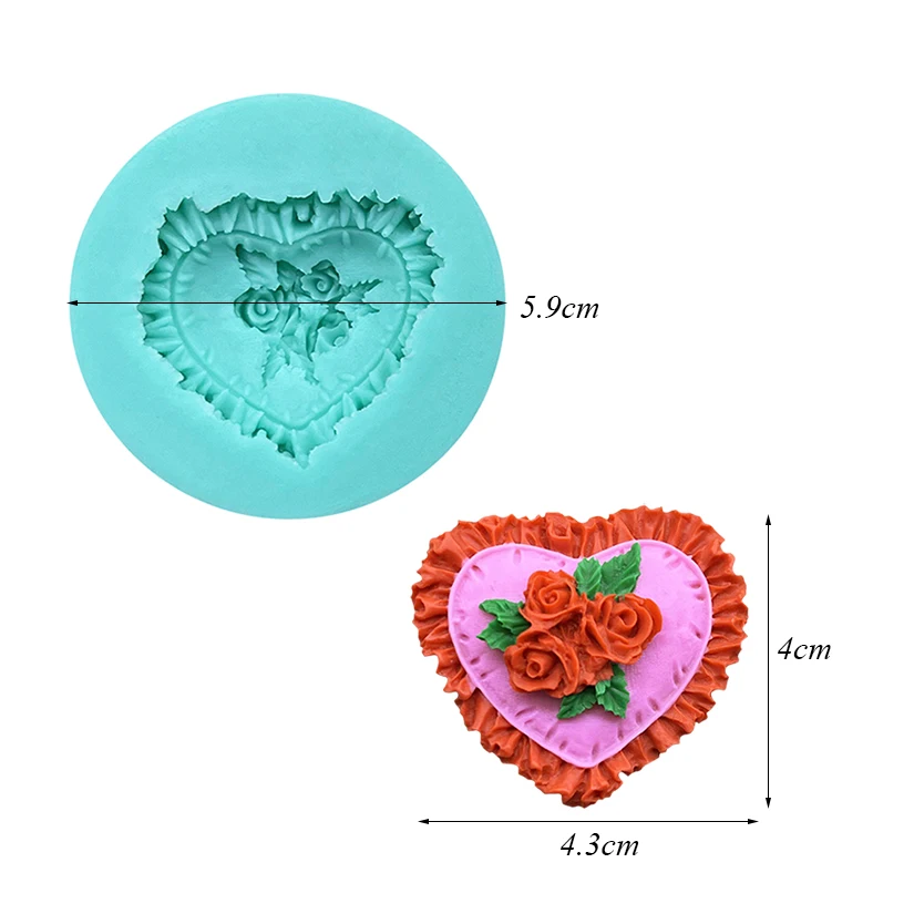 Rose Heart Silicone Sugarcraft Mold Resin Tools Cupcake Baking Mould Fondant Cake Decorating Tools
