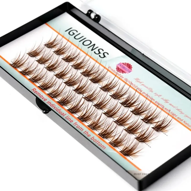 Segmented Self-grafting False Eyelashes New DIY Transparent Stem Little Devil Natural Simulation Comic Brown/black