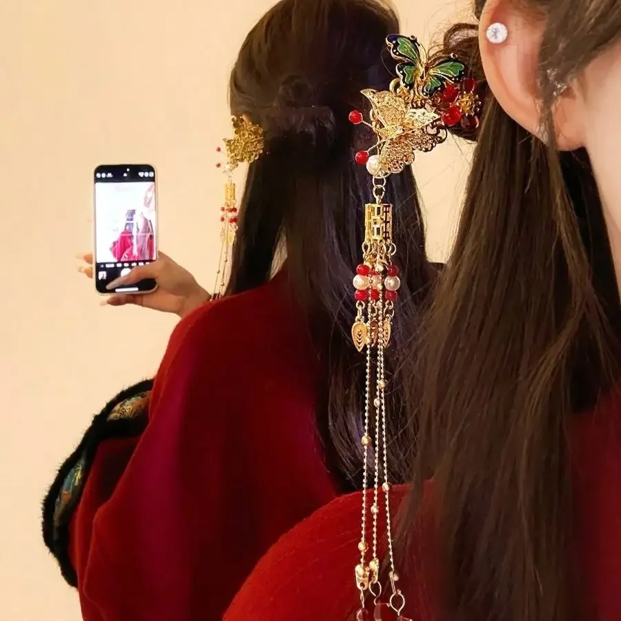 

Butterfly Tassel U-Shaped Hairpin New Chinese Style Ancient Style Hairpin Women's Chinese Style Step Swing Hair Accessory