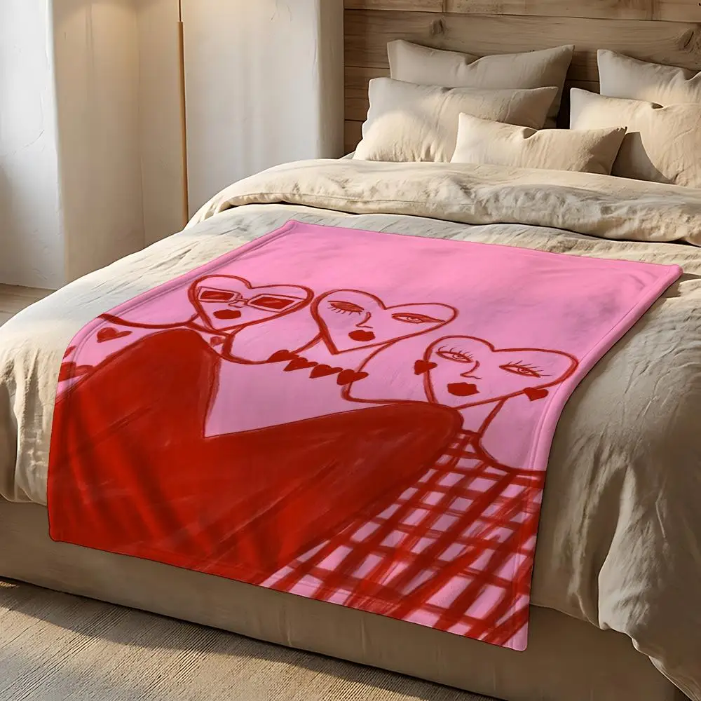 Y2K Theme Y2K Pink Girl 90s Funky Throw Short Plush Throw Blanket Soft Skin-Friendly Multi-Scene Home Office