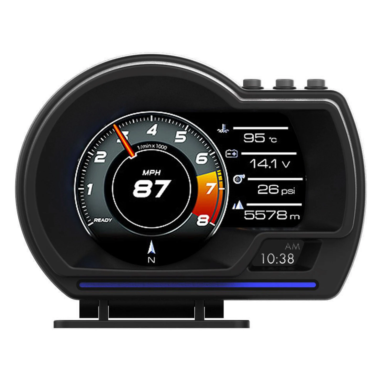 Obd2 + GPS مقياس ذكي للسيارة HUD عداد السرعة توربو RPM إنذار لسيارة شاحنة سرعة تحذير شاشة رقمية للرأس