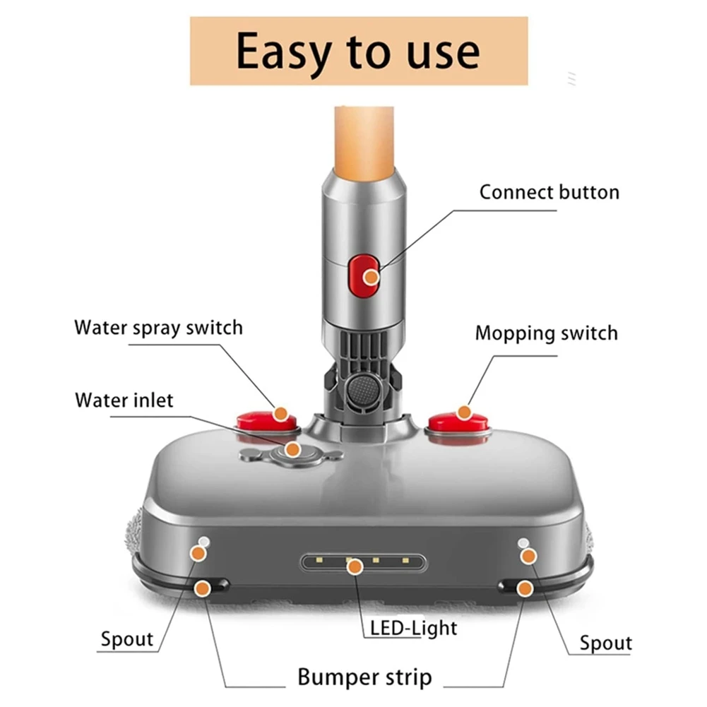 Mop czyszczenie elektryczne Mop Mop mokro na sucho do odkurzacza Dyson V7 V8 V10 V11 V15 szczotka z lampką LED