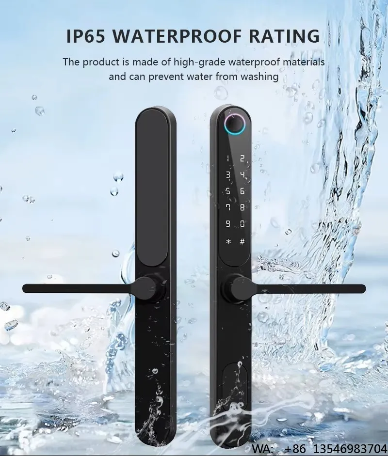 

Aluminum Alloy Fingerprint Waterproof Smart Handle Lock Outdoor Terrace Sliding Door Tuya WIFI Wooden Door Front Door Lock