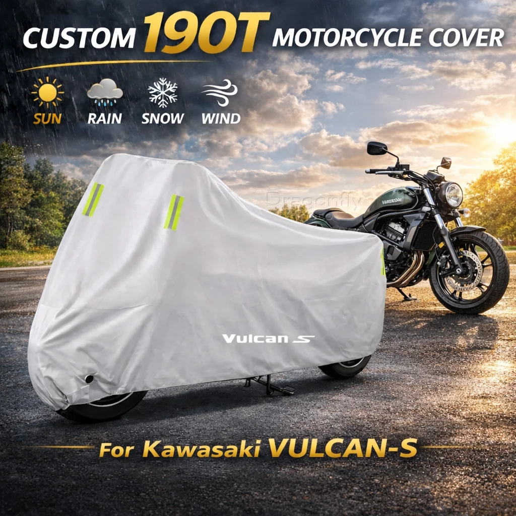 

For Kawasaki VUICAN-S 650 2015-2018 Vuican-s Motorcycle Cover Silver Waterproof UV Rain Dust Sun Outdoor Indoor Protector