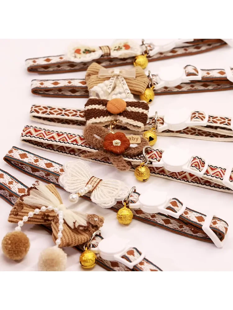 8 Colors Cute and Versatile Adjustable Durable with Bells Pet Collars Necklaces Positioning Pets Cats Dogs Party Photos Props
