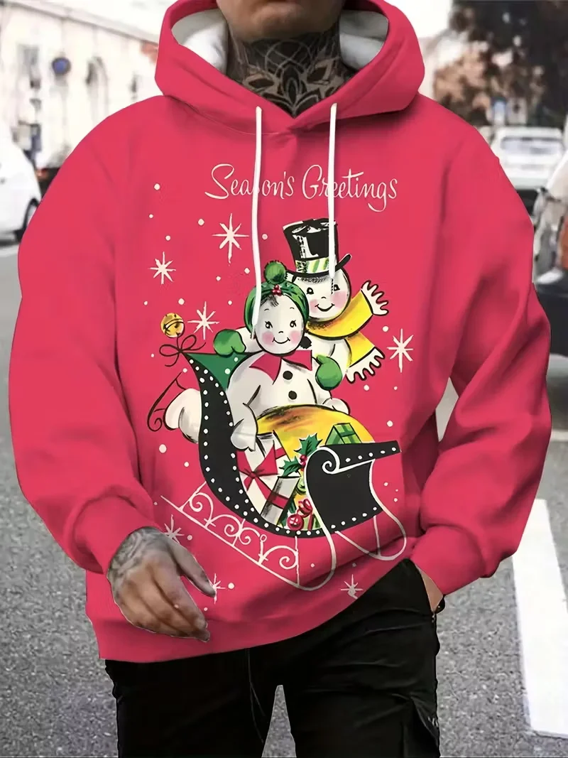 طباعة كاملة عيد الميلاد سانتا كلوز الجرافيك هوديي للرجال النساء البلوفرات المتضخم بلوزات الجمجمة سانتا كلوز هودي رياضية #5