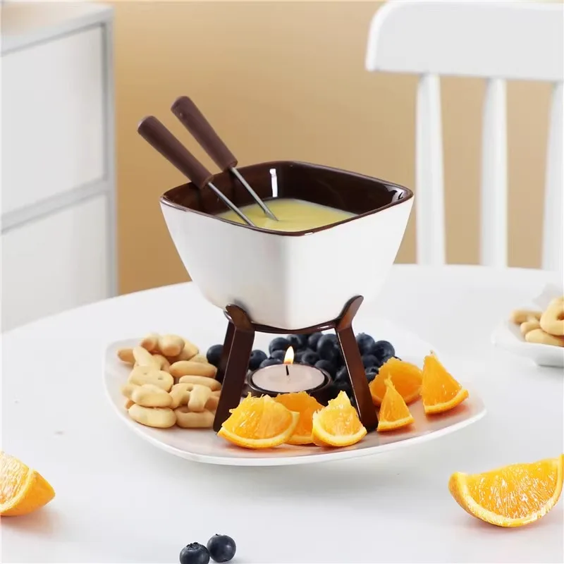 Kreativer Keramik-Fonduetopf für Schokolade, Käse und Eis – perfekt zum Schmelzen und Warmhalten