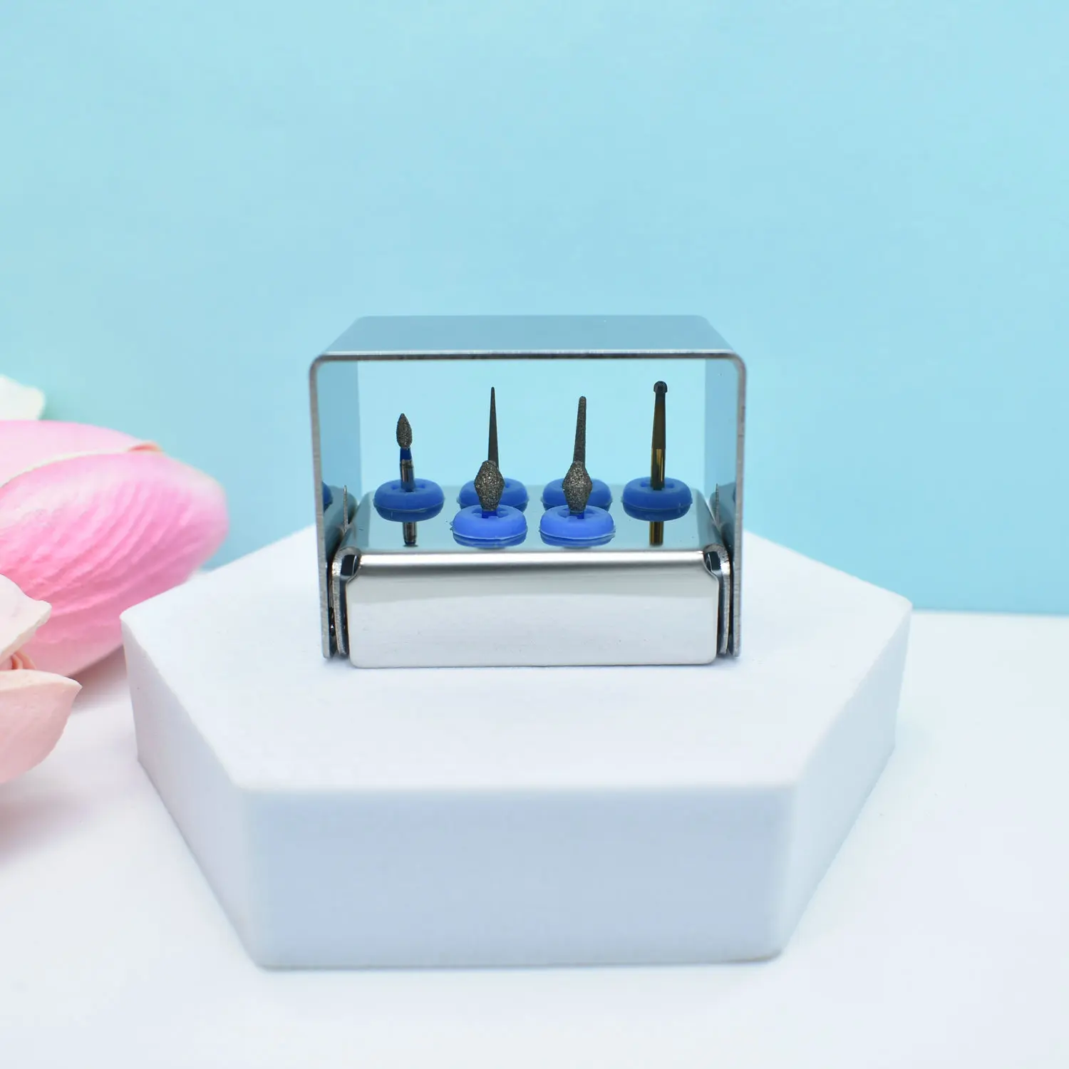 6 hole  Dental stainless steel silicone needle frame high and low speed dual purpose Case Disinfection Box Autoclavable Disinfe