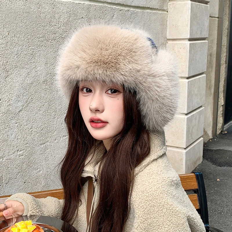 

Winter plush winter hat for outdoor warmth ear protection head covering fashionable versatile makes your face look smaller