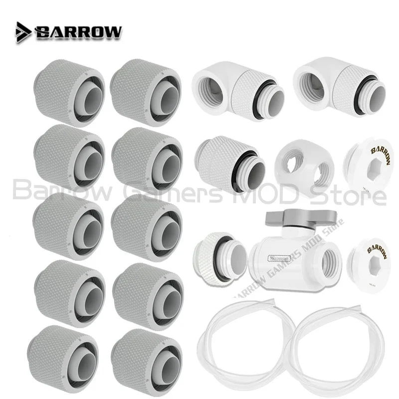 Barrow Soft Tube Fitting Combo For OD13mm OD16mm Hose Pipe Switch+Plug+90 Degree Fiting PC Water Cooler Black Silver White Gold