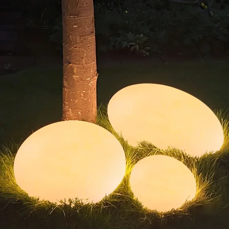 Outdoor Pebble Lighting Modern Home Decoration Courtyard Waterproof Floor Lamp Solar Lawn Lamp Bedroom Bedside Table Lights