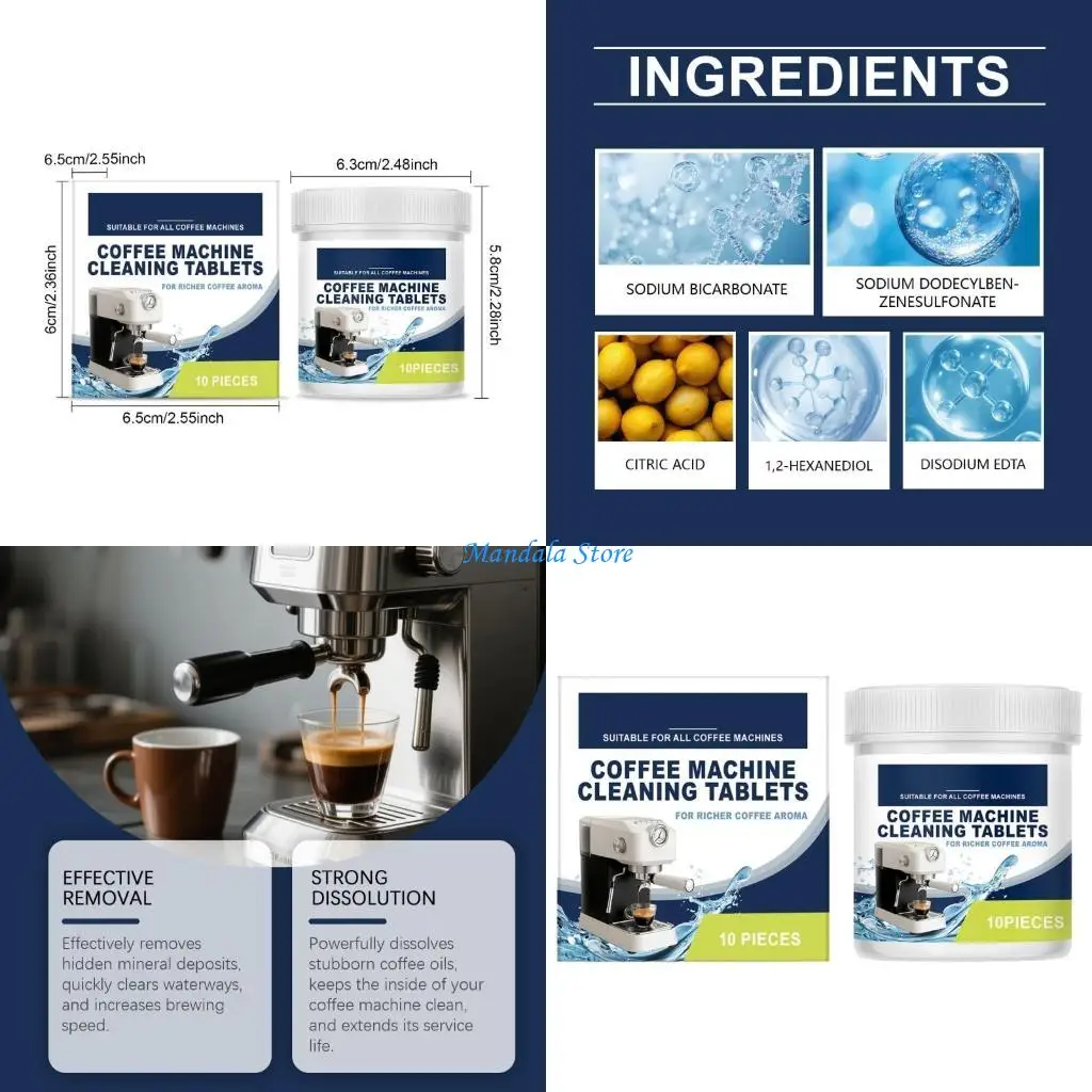 U2JC Coffee Machine Descaling Tablets Espresso Machine Cleaning Tablets Coffee Grinder Maintenance Accessories