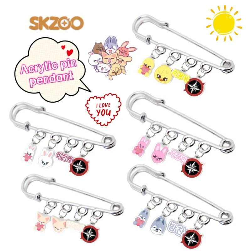 SKZOO STRAY KIDS Wolf chan Leebit Dwaekki Jiniret Quokka Cartoon Cute Acrylic Pin Clothes Schoolbag Pendant Keychain Decoration