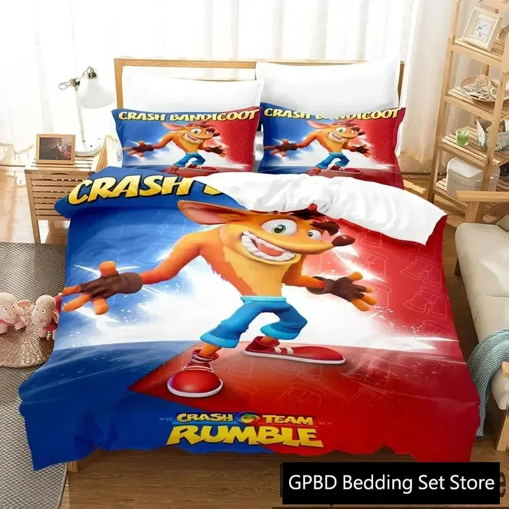 

3D Print Crash Bandicoot Game Comfortable Duvet Quilt Cover Pillowcase Bedding Set Children Bedroom Decoration Home Textile