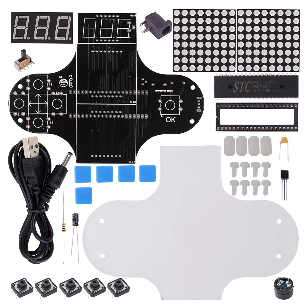 DIY Electronic Kit 4 Classic Games Snake Plane Racing Soldering Project Practice Funny Suite Adjustable Display Brightness