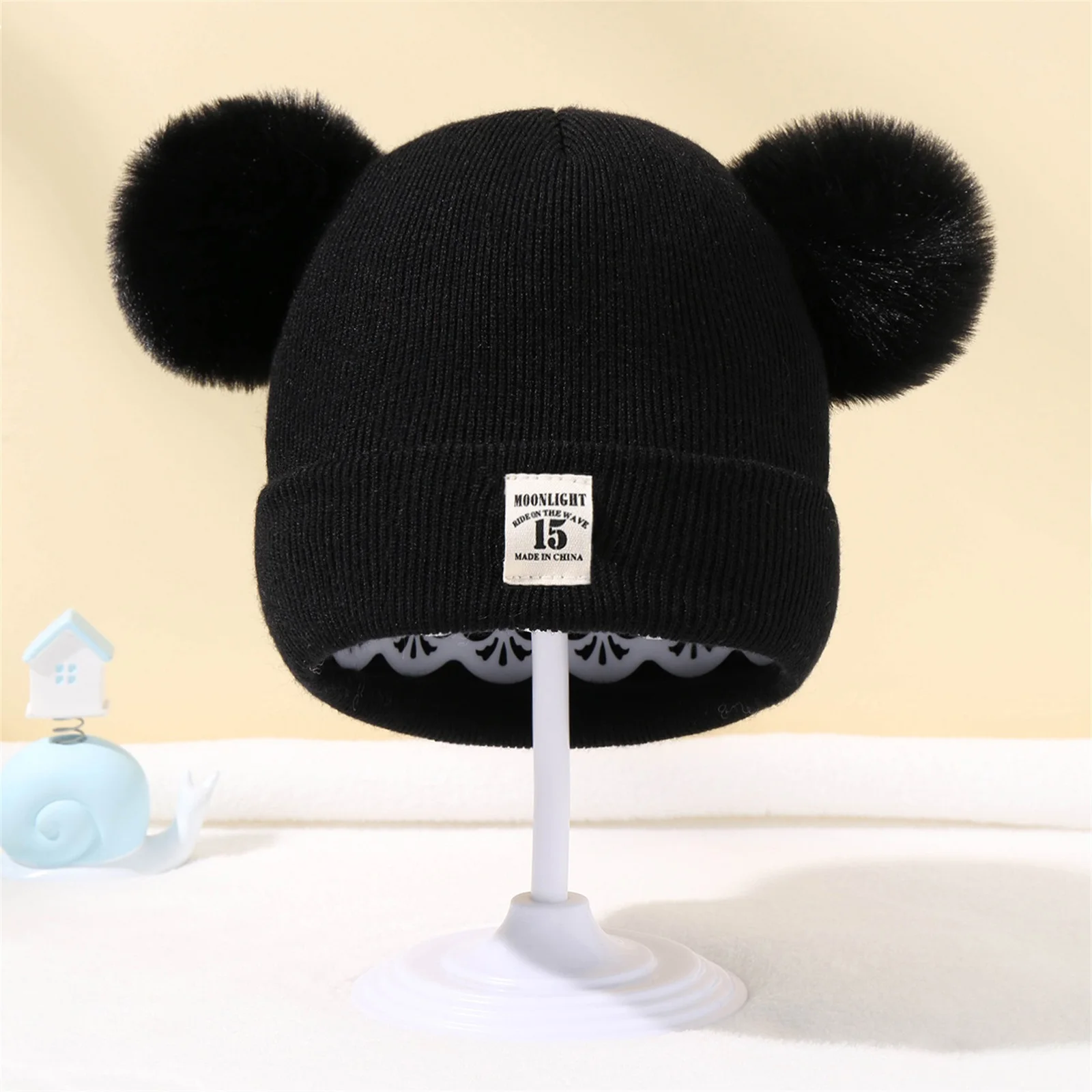 BeQeuewll Baby Beanie Hat Soft Winter Warm Double Pom Toddler Knit Hat Infant Crochet Hat Skull Cap for Boys Girls