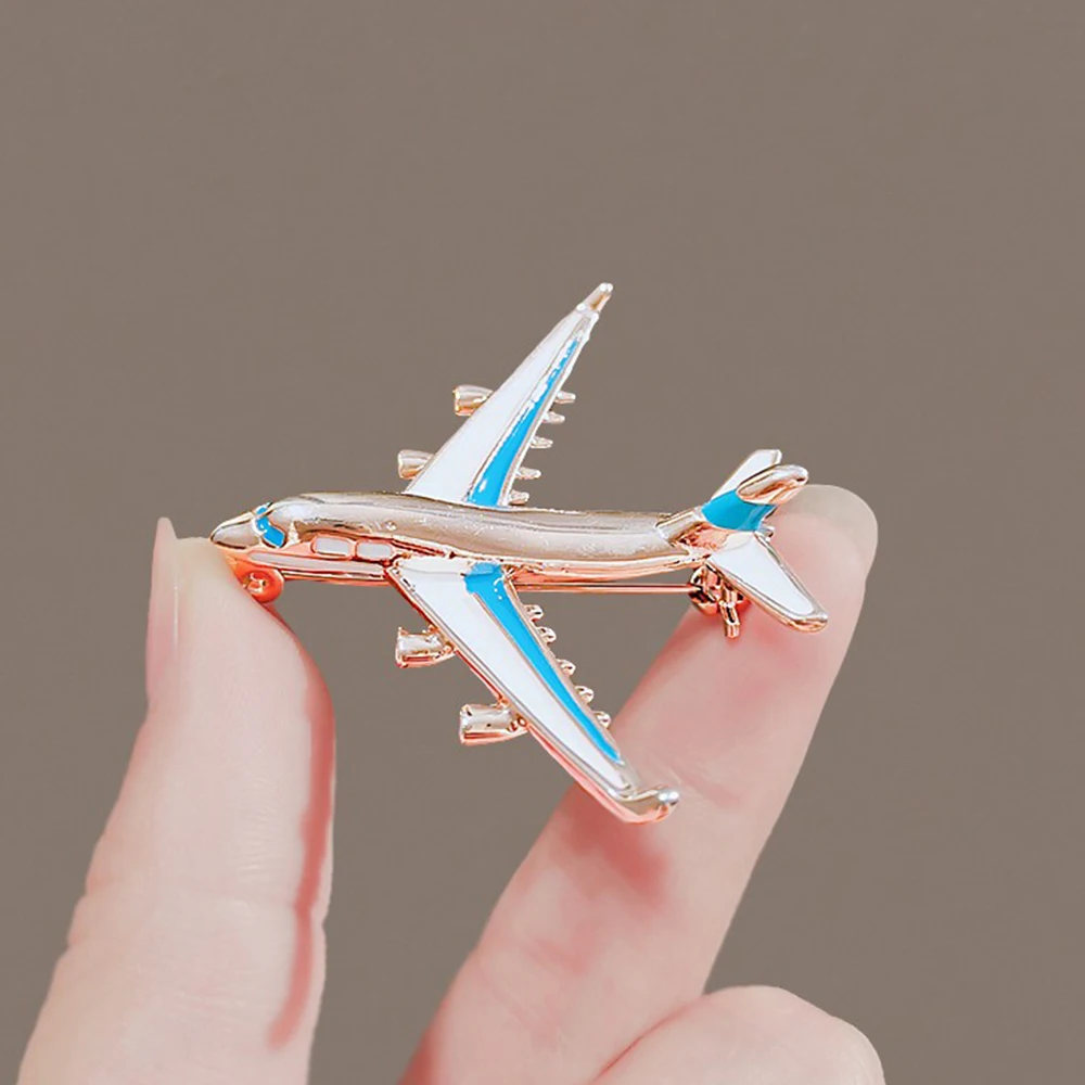 Airplane Brooch Pins Enamel Red Blue Plane Luxury Brand Brooches For Women Men Costumes Aircraft Brooch