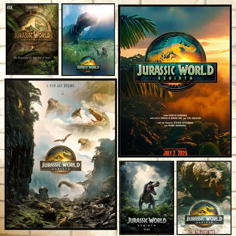Póster de película J-Jurassic W-world R-rebirth, arte de pared impermeable HD versátil, decoración autoadhesiva para cualquier espacio, regalo Ideal