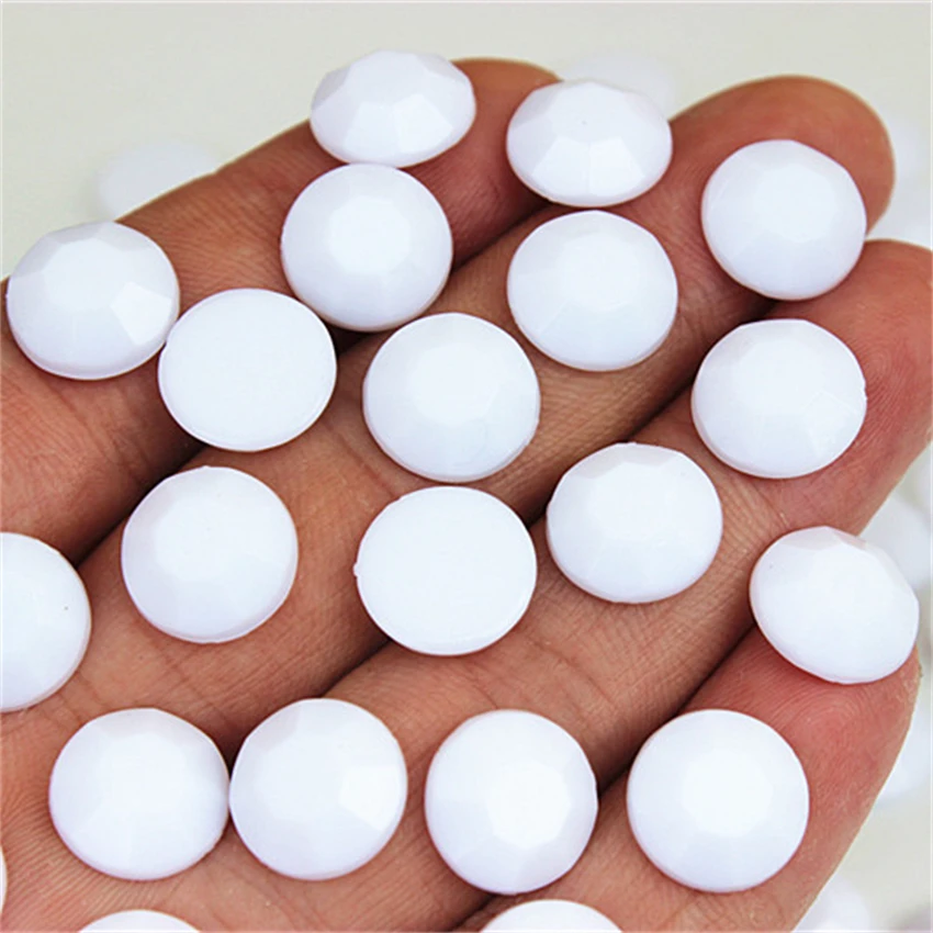 Cong Shao 100pcs 12mm Colorful Round Stones And Crystals Flatback Acrylic Rhinestone Trim Scrapbook Wedding Dress Button ZZ139