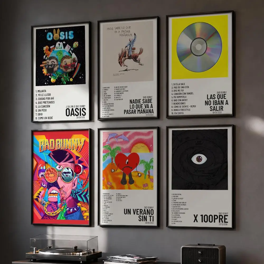 Rapper Music Album B-Bad B-Bunny Poster HD Home Wall Stickers House Hallway Living Room Bedroom Bar Office Decor Art Prints