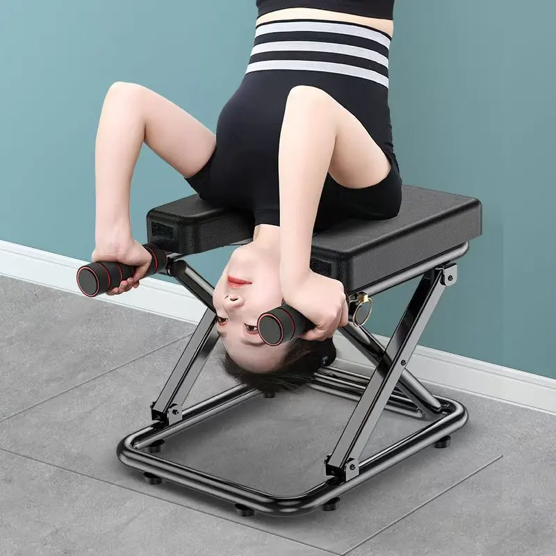 

New Design Metal Portable Gym Bench Abdominal Inverted Handstand Stool Folding Yoga Chair Fitness Equipment Inversion Exercise