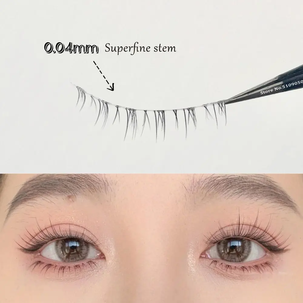 5 Pairs Lower Lashes Manga Clear Band Wispy Small Flame Under False Eyelashes Strip Natural Bottom Eyelashes Korean Makeup