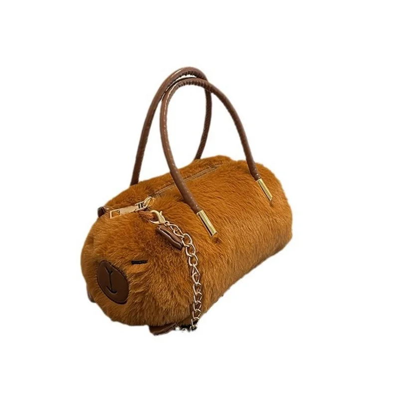 Kapybara Plush Crossbody Bag New Cute Plush Kapybara Bucket Bag Large Capacity Capybara Shoulder Crossbody Bag Bucket Bag