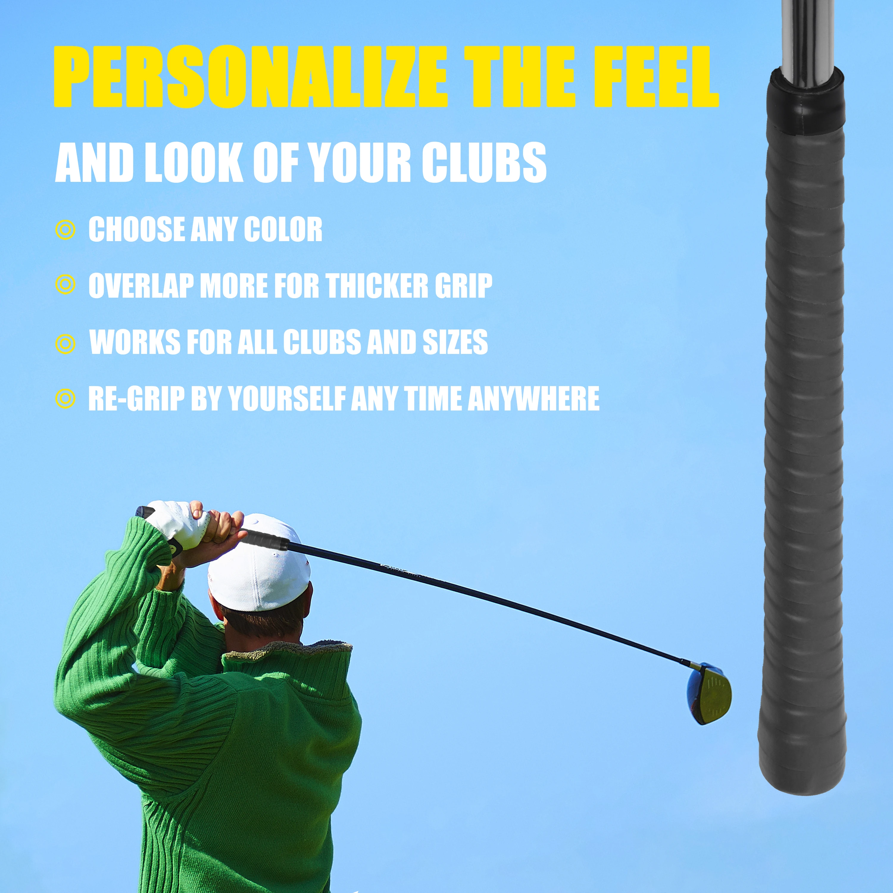 6Pcs Golf Grip Wrapping Tapes Golf Club Grip Tape- Enjoy a Fresh New Grip Feel in Less Than 1 Minute New Style