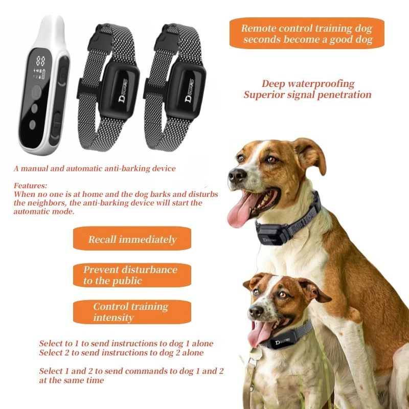 Electric Dog Training Collar Digital Rechargeable Remote Control  Vibrator Pet Dog Bark Stop Shock Collar For small/medium/large