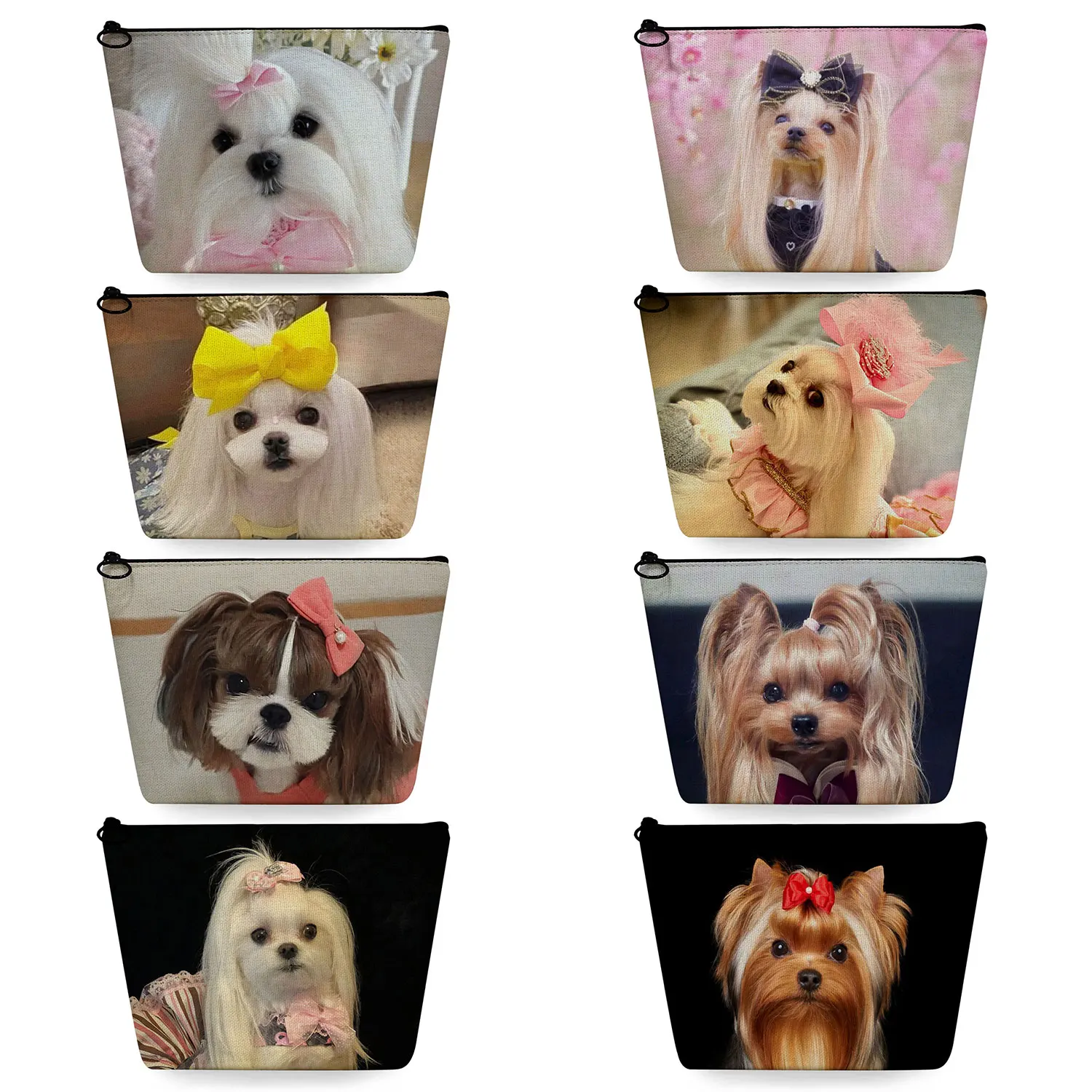 Shih TZU Pekingese Printed Women's Cosmetic Bags Kawaii Animal Makeup Organizer Heat Transfer Travel Toiletry Bag Storage Pouch