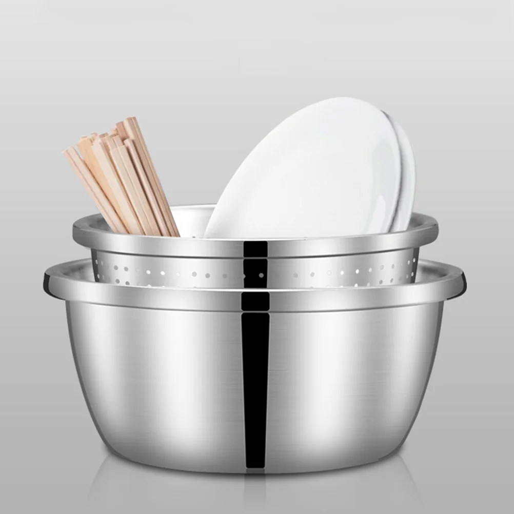 

Stainless Steel Drain Bowl 304 Kitchen Food Tool Vegetable Strainer Fruit Basket Mesh Design Portable Rust Resistant