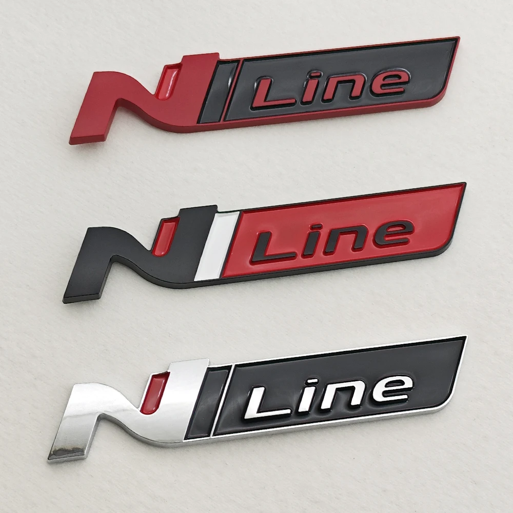 3D ABS Letters Logo N Line Emblem Car Badge Rear Trunk Fender Sticker For Hyundai i20 i30 Kona Elantra Tucson Nline Accessories