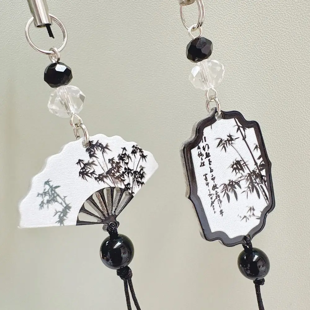 Acrylic Chinese Style Butterfly Pendant DIY Handmade Phone Charm Retro Beaded Phone Chain Short Style Trinket