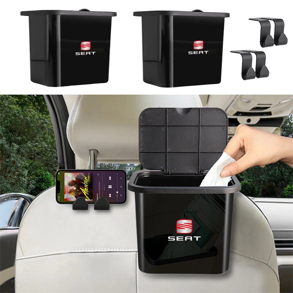 

Корзина для мусора на спинку сиденья автомобиля с крышкой, органайзер для хранения, для салона авто, для Seat mk2 1p Cupra FR Leon lbiza 6l Ateca Formentor