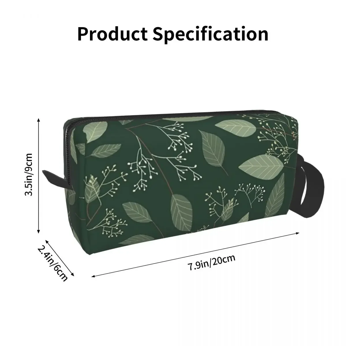 Eucalyptus Dark Green Floral Aesthetic Pattern Makeup Bag Cosmetic Dopp Kit Toiletry Cosmetic Bag for Women Beauty Pencil Case