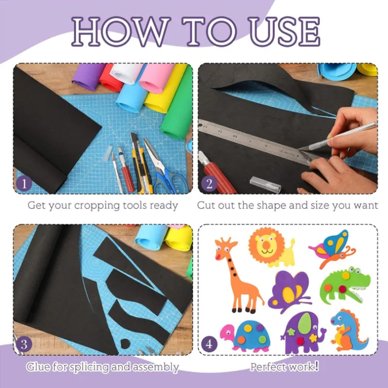 5–10 Stück Schaumstoffbögen zum Basteln, Eva-Farben-Schaumstoffpapier-Set für Bastelprojekte, Vorschulkinder, Scrapbooking, DIY, Basteln, EVA-Schaumstoffbögen – Detail 5