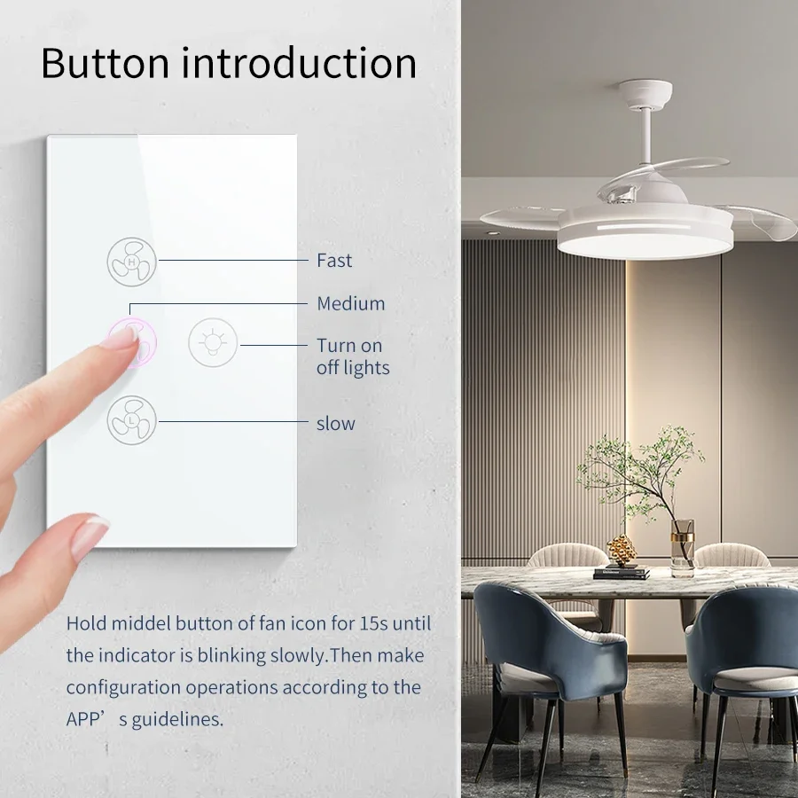 Tuya WiFi Ceiling Fan Light Switch Interruptor With Neutral Wire Speed Adjust App Voice Control Works With Alexa Google Home