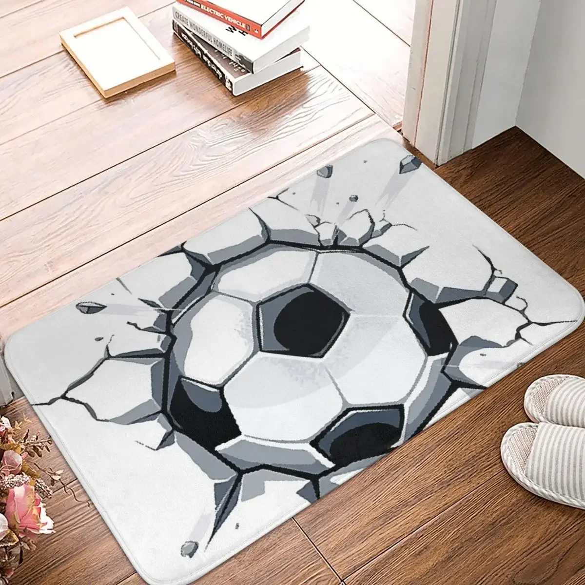 Soccer Ball 3d Art Drawing Worldcup 2022 Football Game Sports Doormat Rug Carpet Mat Footpad Front Room Corridor Kitchen Bedroom