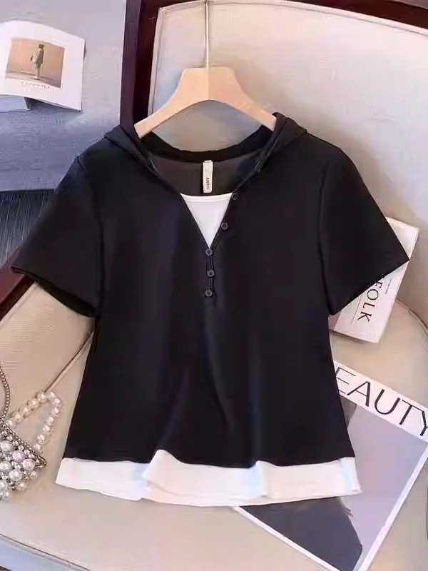 

Женский повседневный комплект спортивной одежды, летние широкие брюки больших размеров, костюм из двух предметов, цветная футболка, длинная толстовка с капюшоном све