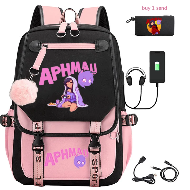 

Aphmau anime backpack travel USB school bag male student school bag back gift bag