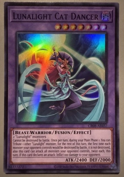 Yugioh KONAMI Duel Monsters CR08-AE037 Lunalight Cat Dancer Super Rare Asian English Collection Mint Card